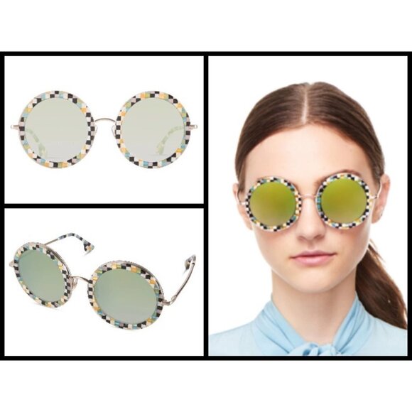 💕ALICE + OLIVIA💕 Beverly Sunglasses Holiday Checkers NWT - Picture 2 of 12